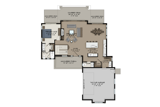 Floor Plan - Main Floor for Modern House Plan #1108-4 - 4 bed, 3.5 bath