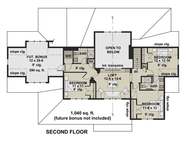 Farmhouse Floor Plan - Upper Floor Plan #51-1155