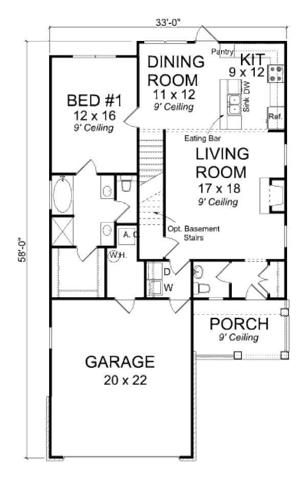 Home Plan - Cottage Floor Plan - Main Floor Plan #513-11