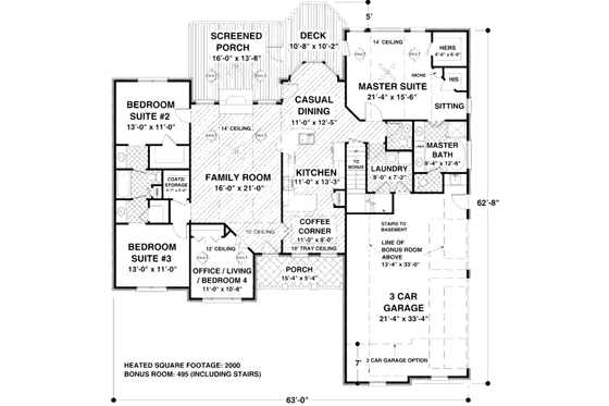Floor Plan - Main Floor for Traditional House Plan #56-577 - 4 bed, 2.5 bath