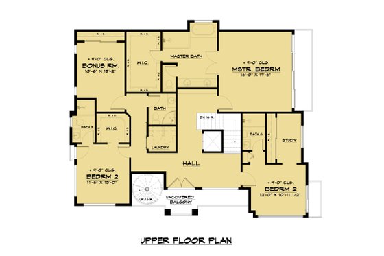 Floor Plan - Upper Floor for Modern House Plan #1066-105 - 7 bed, 8.5 bath