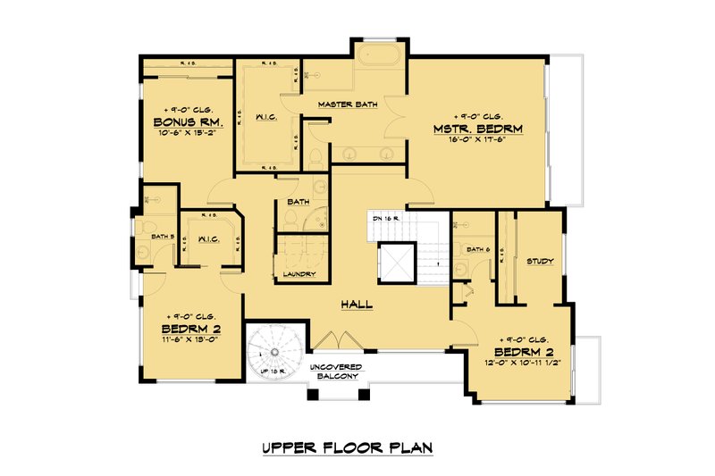 House Design - Floor Plan - Upper Floor for Modern House Plan #1066-105 - 7 bed, 8.5 bath
