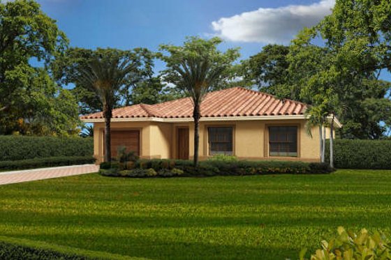 Exterior - Front Elevation for Mediterranean House Plan #420-251 - 3 bed, 2 bath