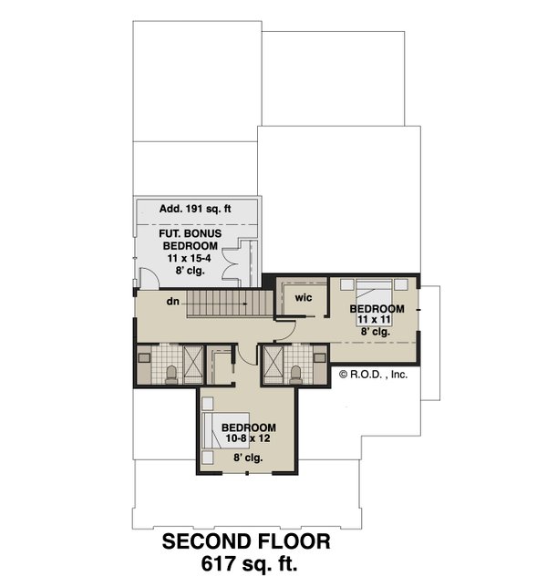 Dream House Plan - Floor Plan - Upper Floor for Craftsman House Plan #51-1561 - 3 bed, 3.5 bath