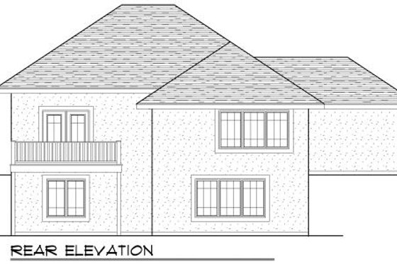 Exterior - Rear Elevation for European House Plan #70-982 - 3 bed, 3 bath