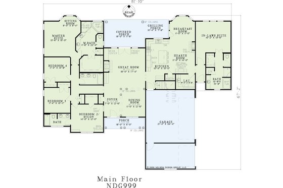 Floor Plan - Main Floor for European House Plan #17-2167 - 5 bed, 4 bath