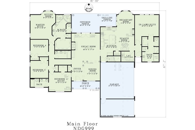 Home Plan - Floor Plan - Main Floor for European House Plan #17-2167 - 5 bed, 4 bath