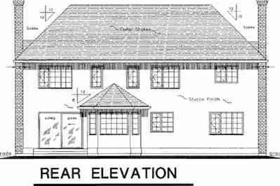 Exterior - Rear Elevation for European House Plan #18-8962 - 4 bed, 2.5 bath