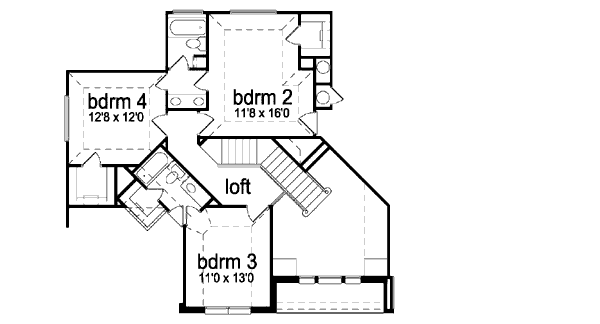 Traditional Floor Plan - Upper Floor Plan #84-322