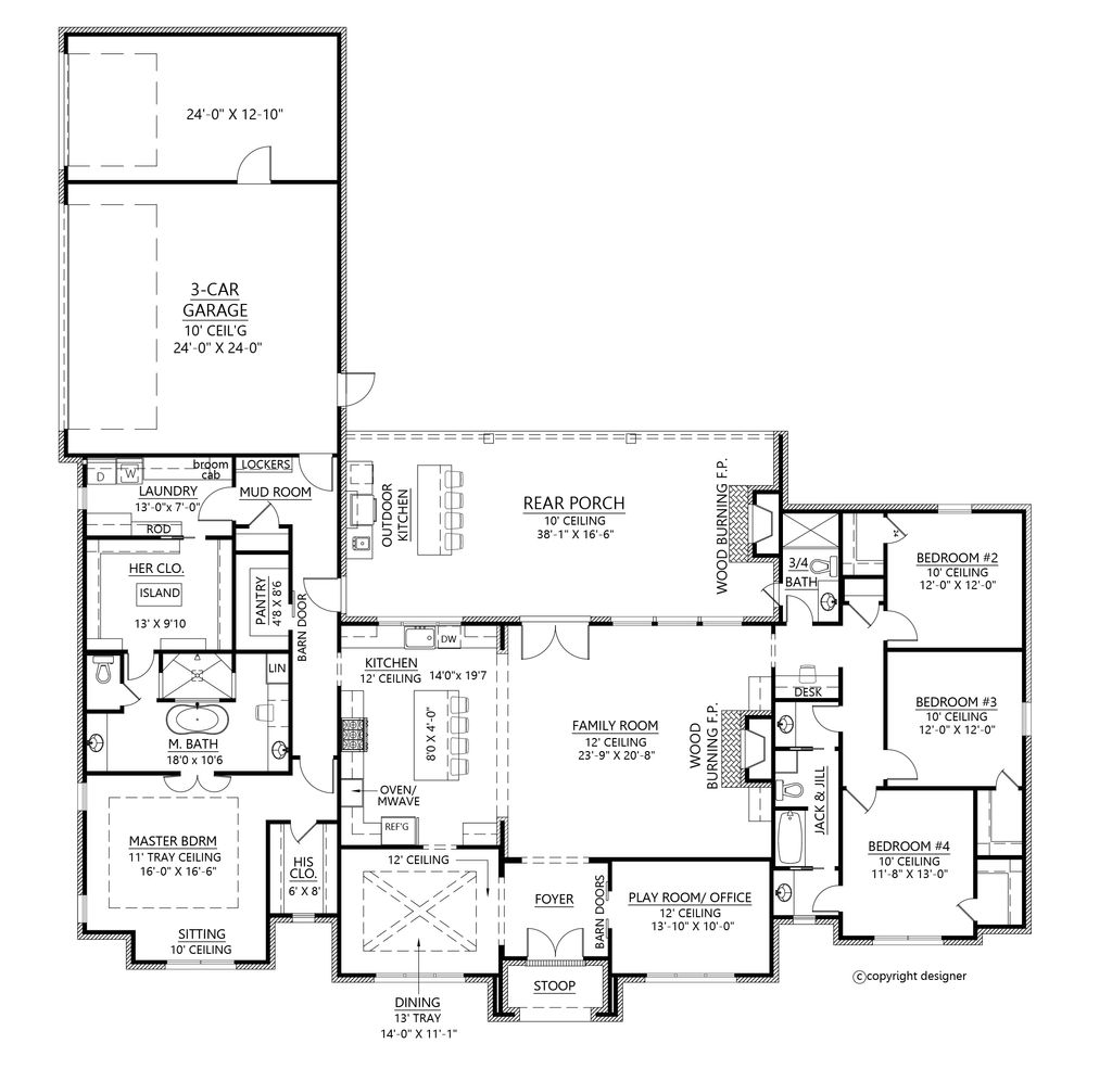 Southern Style House Plan 4 Beds 3 Baths 3170 Sq/Ft Plan