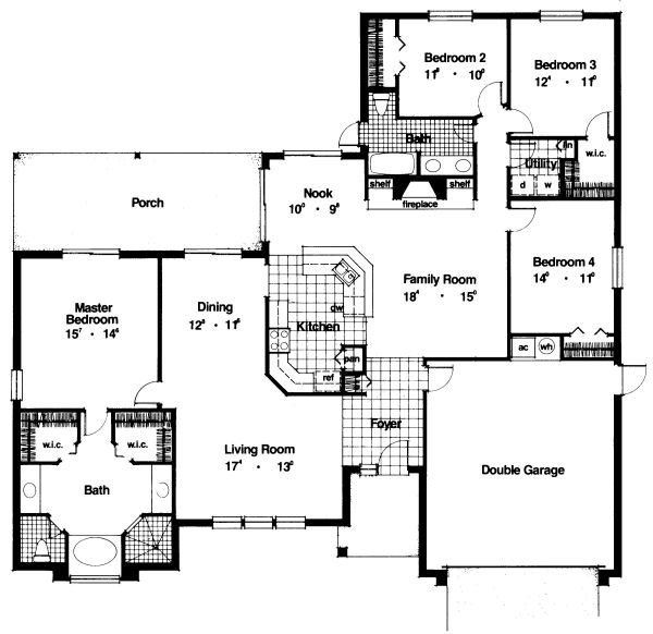 Floor Plan - Main Floor for European House Plan #417-248 - 4 bed, 2 bath