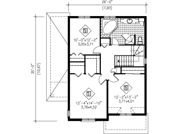 European Floor Plan - Upper Floor Plan #25-4184