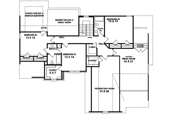 Floor Plan - Upper Floor for European House Plan #81-549 - 4 bed, 3.5 bath