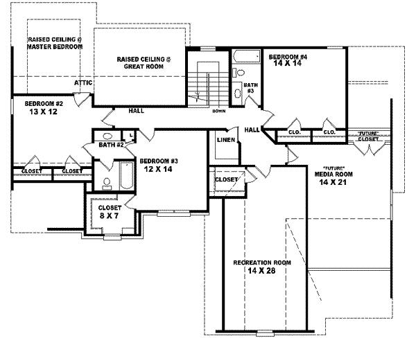 Floor Plan - Upper Floor for European House Plan #81-549 - 4 bed, 3.5 bath