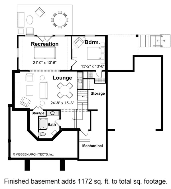 Dream House Plan - Floor Plan - Lower Floor for Farmhouse House Plan #928-437 - 4 bed, 2.5 bath