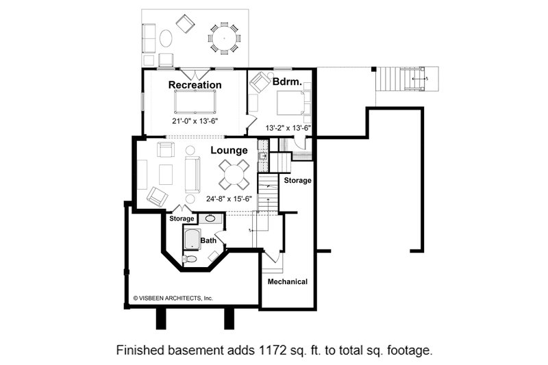 Dream House Plan - Floor Plan - Lower Floor for Farmhouse House Plan #928-437 - 4 bed, 2.5 bath