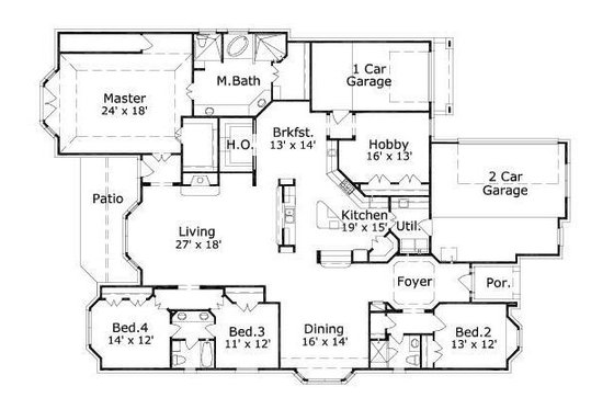 Floor Plan - Main Floor for European House Plan #411-546 - 4 bed, 3 bath