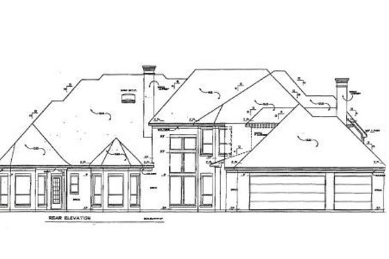 Exterior - Rear Elevation for European House Plan #141-167 - 5 bed, 4.5 bath