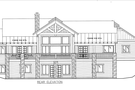 Exterior - Rear Elevation for Craftsman House Plan #117-1110 - 3 bed, 2.5 bath