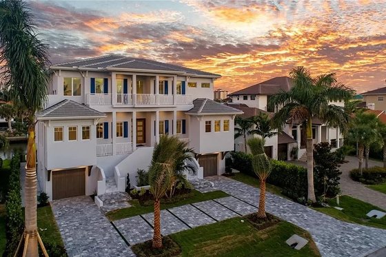 Exterior - Front Elevation 3 for Beach House Plan #548-54 - 4 bed, 4.5 bath