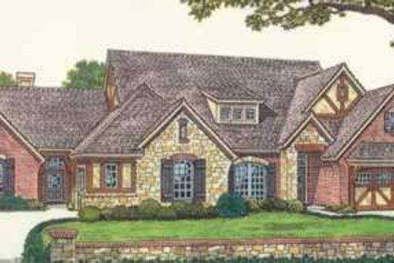 Exterior - Front Elevation for Tudor House Plan #310-464 - 3 bed, 2 bath