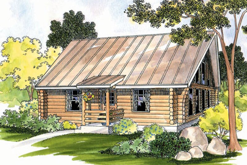 Architectural House Design - Log Exterior - Front Elevation Plan #124-390