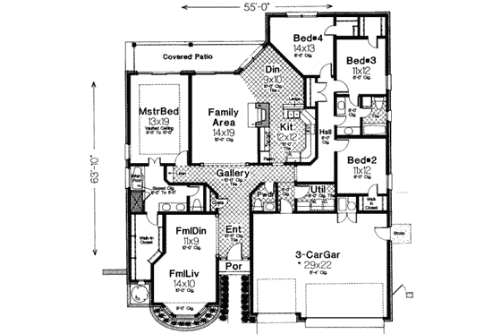 Floor Plan - Main Floor for Traditional House Plan #310-158 - 4 bed, 2.5 bath