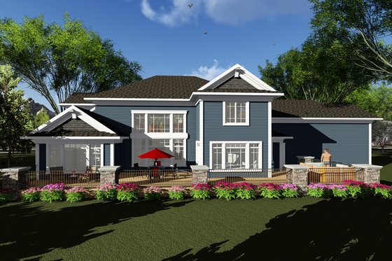 Exterior - Rear Elevation for Craftsman House Plan #70-1287 - 4 bed, 3.5 bath