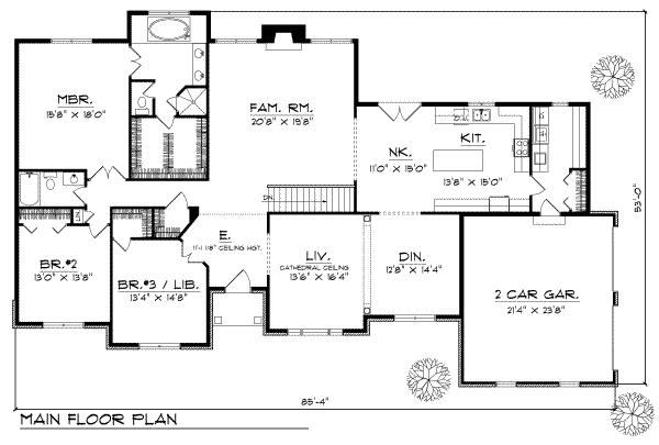 Modern Floor Plan - Main Floor Plan #70-445