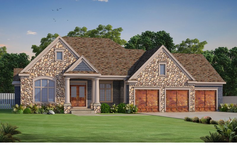 Architectural House Design - Craftsman Exterior - Front Elevation Plan #20-2454