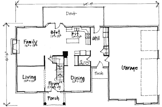 Floor Plan - Main Floor for Traditional House Plan #308-151 - 5 bed, 2.5 bath
