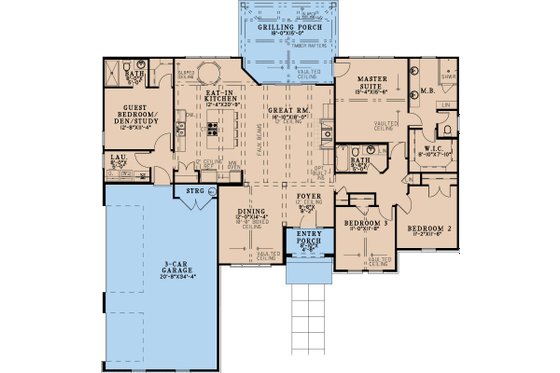 Floor Plan - Main Floor for Mediterranean House Plan #923-353 - 4 bed, 3 bath