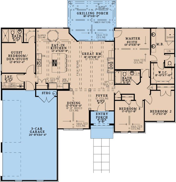 Dream House Plan - Mediterranean Floor Plan - Main Floor Plan #923-353