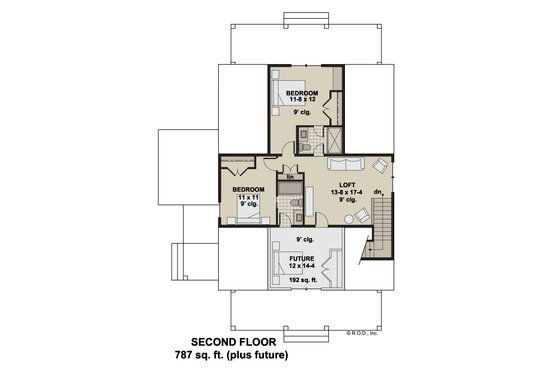 Floor Plan - Upper Floor for Farmhouse House Plan #51-1277 - 4 bed, 4.5 bath