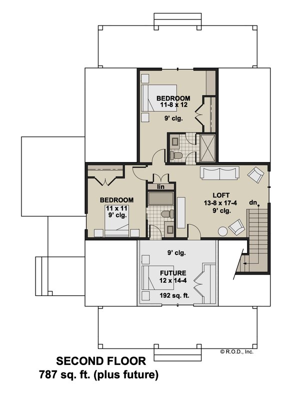 Farmhouse Floor Plan - Upper Floor Plan #51-1277