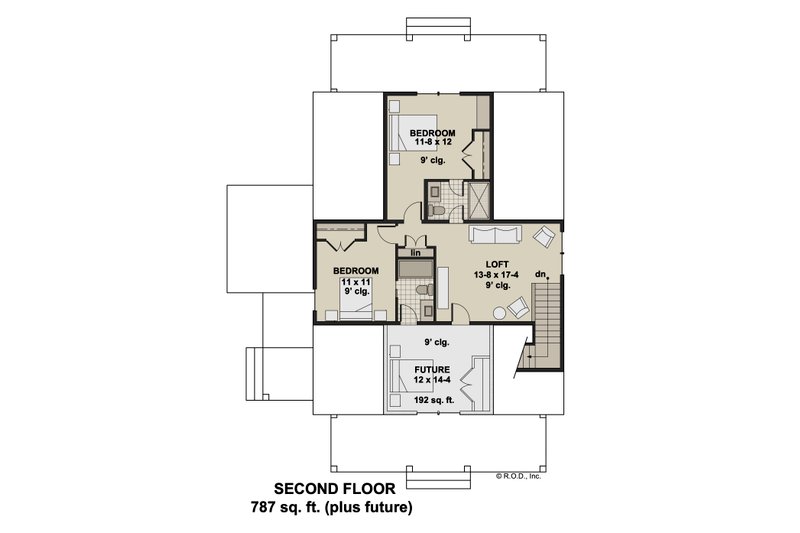 Architectural House Design - Floor Plan - Upper Floor for Farmhouse House Plan #51-1277 - 4 bed, 4.5 bath