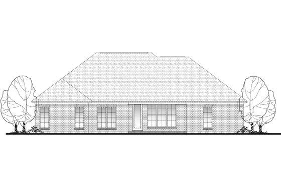 Exterior - Rear Elevation for Ranch House Plan #430-93 - 4 bed, 2 bath