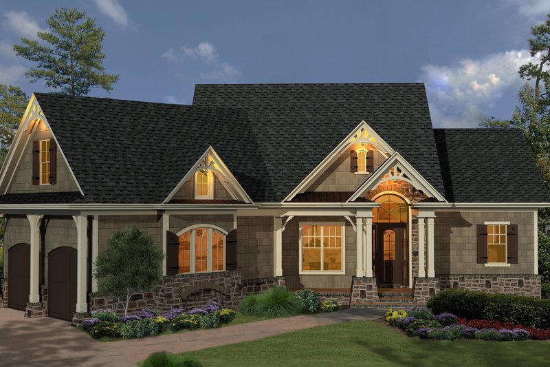 Architectural House Design - Exterior - Front Elevation 3 for Ranch House Plan #54-475 - 3 bed, 2.5 bath