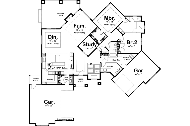 Home Plan - Floor Plan - Main Floor for Craftsman House Plan #455-213 - 2 bed, 2 bath