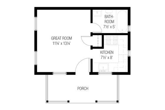 Floor Plan - Main Floor for Cottage House Plan #915-11 - 1 bed, 1 bath