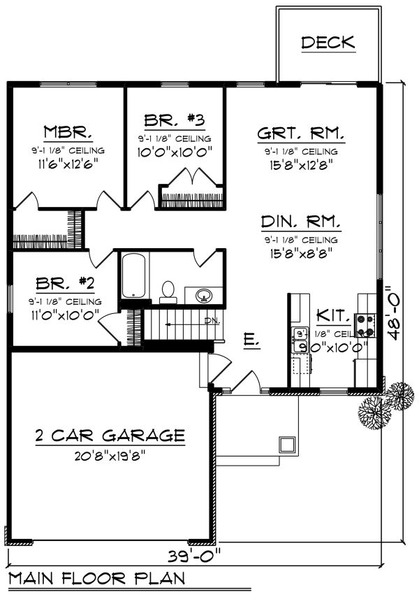 House Blueprint - Ranch Floor Plan - Main Floor Plan #70-1258