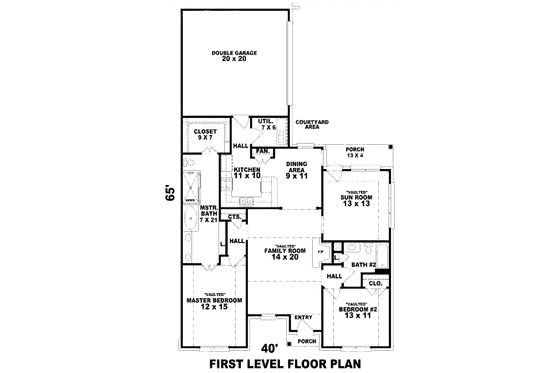 Floor Plan - Main Floor for European House Plan #81-13685 - 2 bed, 2 bath