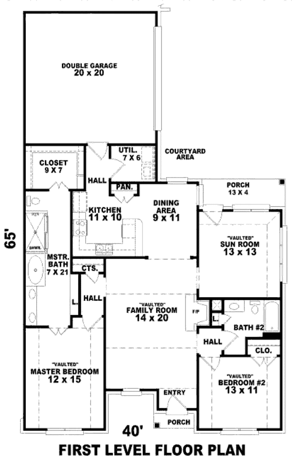 Floor Plan - Main Floor for European House Plan #81-13685 - 2 bed, 2 bath