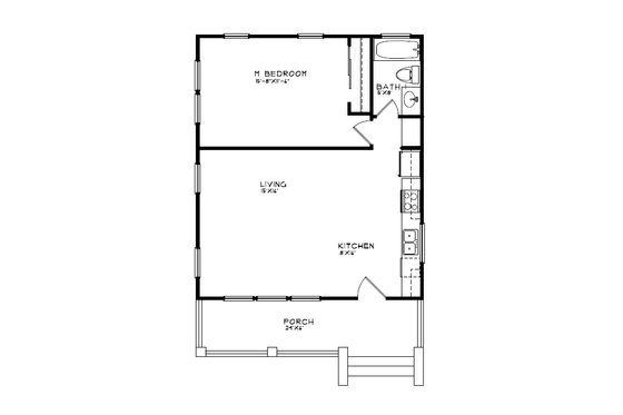 Floor Plan - Main Floor for Cottage House Plan #515-39 - 1 bed, 1 bath