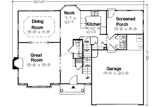 Floor Plan - Main Floor for Traditional House Plan #312-161 - 3 bed, 2.5 bath