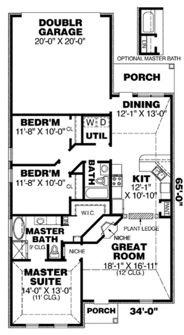 Southern Floor Plan - Main Floor Plan #34-199
