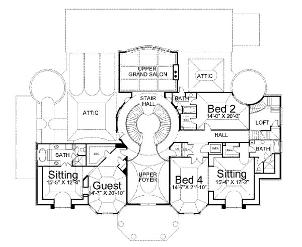 Classical Floor Plan - Upper Floor Plan #119-321