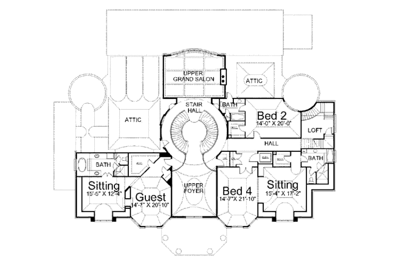 Home Plan - Floor Plan - Upper Floor for Classical House Plan #119-321 - 4 bed, 4 bath