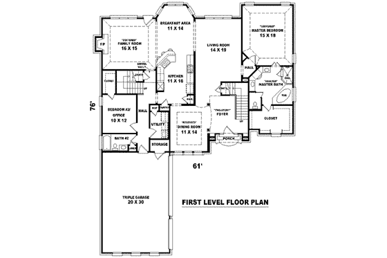 Floor Plan - Main Floor for European House Plan #81-1215 - 3 bed, 4 bath