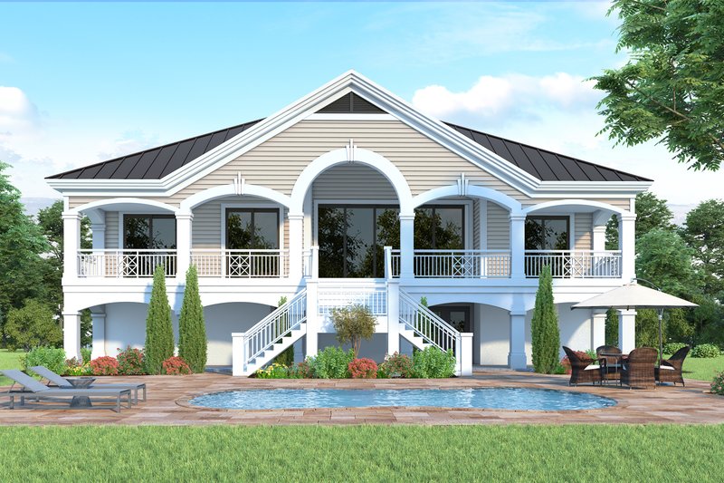 Home Plan - Exterior - Rear Elevation for Mediterranean House Plan #930-162 - 3 bed, 3 bath